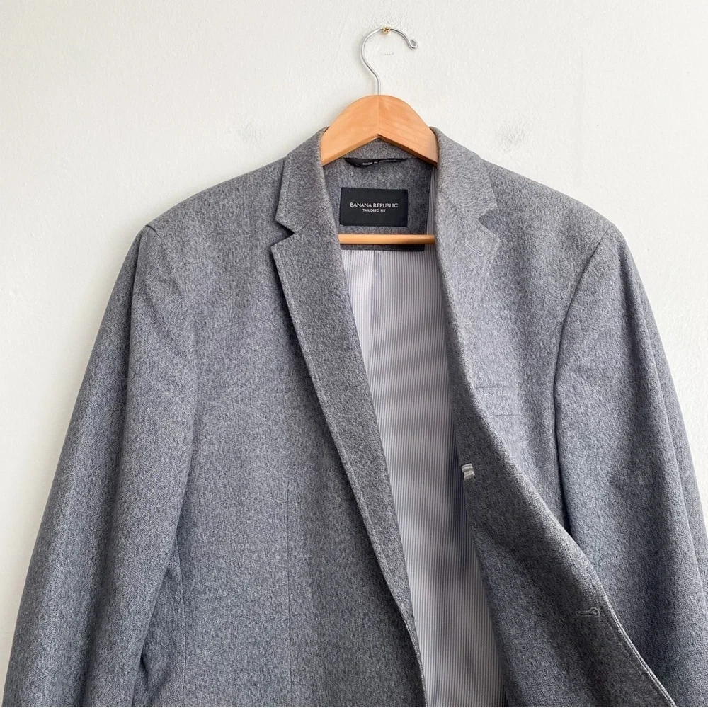 Banana Republic Men’s Sport Coat Blazer Suit Jacket Cotton Gray Tailored Fit 44R